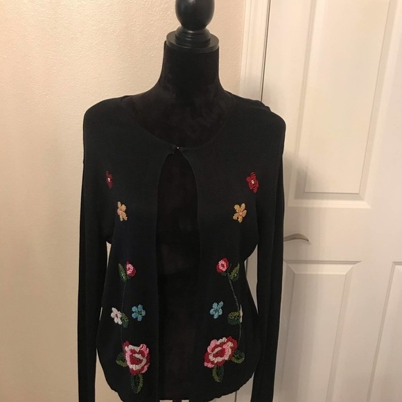 Joseph A. Black Beaded Cardigan Size Large - Picture 3 of 7